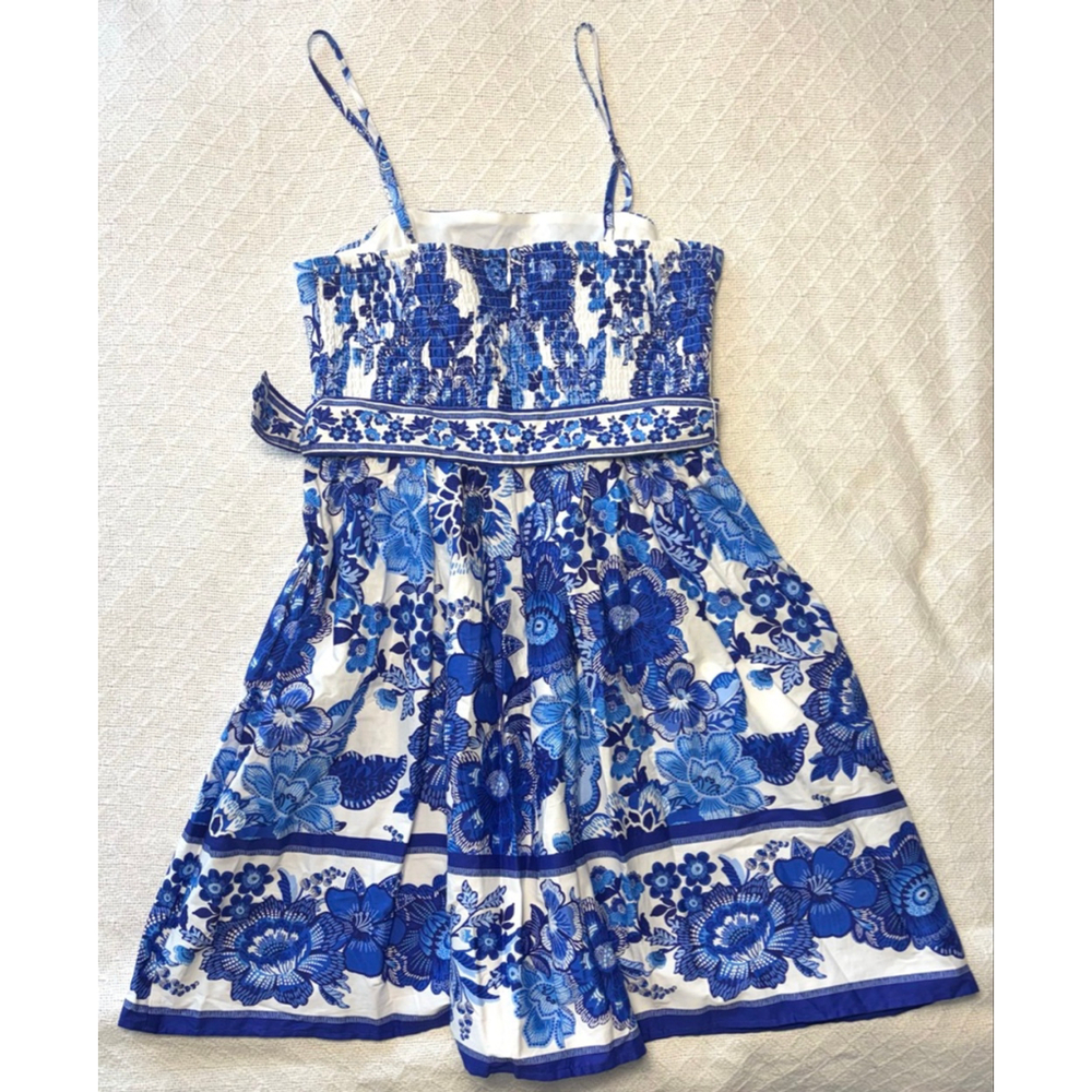 NWOT Joie Spring Blue Floral Strappy Mini Fit n' Flare Dress w/Belt Size 10 - Picture 4 of 9
